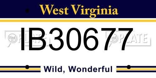 IB30677 West Virginia License Plate