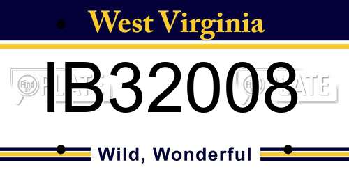 IB32008 West Virginia License Plate