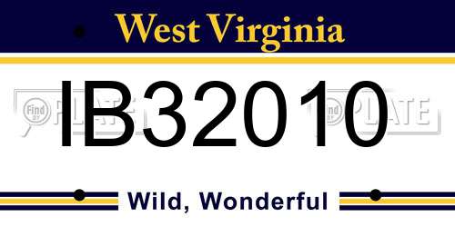 IB32010 West Virginia License Plate