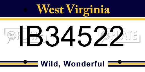 IB34522 West Virginia License Plate