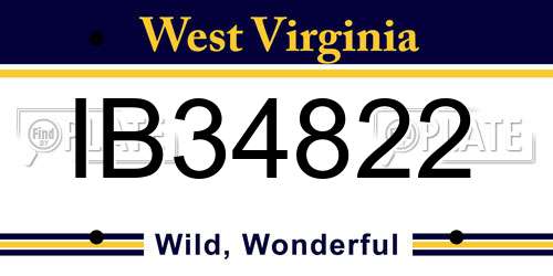 IB34822 West Virginia License Plate