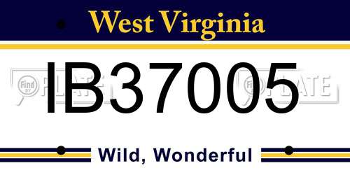 IB37005 West Virginia License Plate