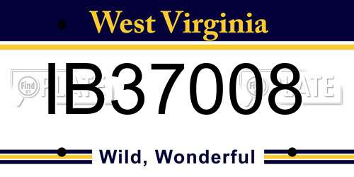 IB37008 West Virginia License Plate