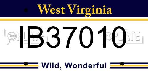 IB37010 West Virginia License Plate