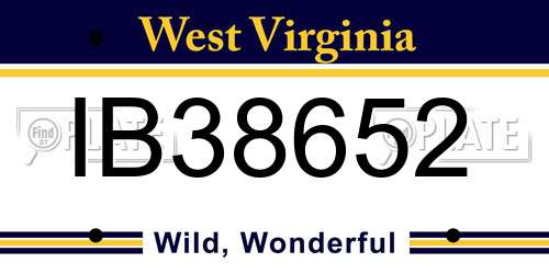 IB38652 West Virginia License Plate