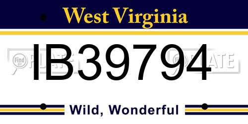 IB39794 West Virginia License Plate