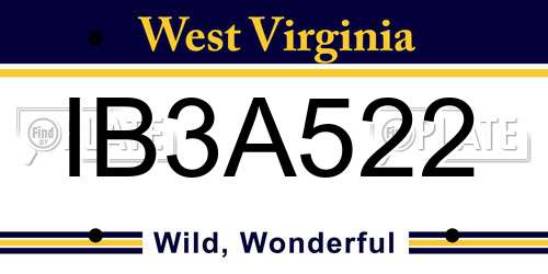 IB3A522 West Virginia License Plate