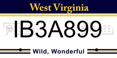 IB3A899 West Virginia License Plate
