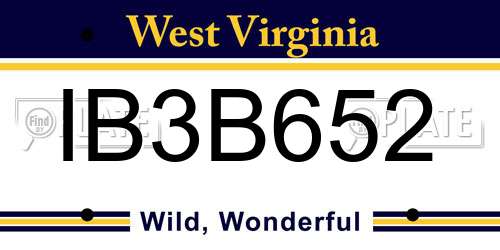 IB3B652 West Virginia License Plate