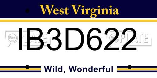IB3D622 West Virginia License Plate