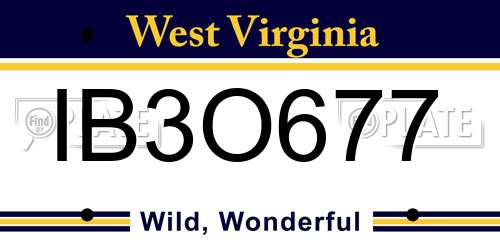 IB3O677 West Virginia License Plate