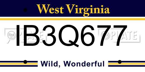 IB3Q677 West Virginia License Plate