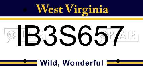 IB3S657 West Virginia License Plate