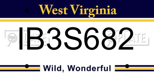 IB3S682 West Virginia License Plate