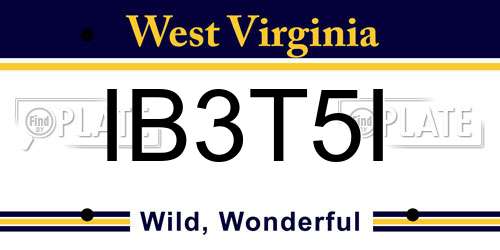 IB3T5I West Virginia License Plate