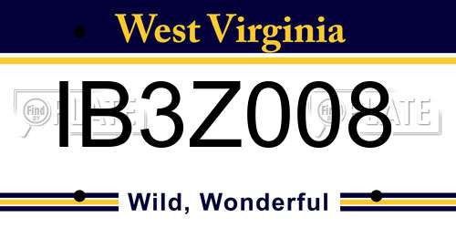 IB3Z008 West Virginia License Plate