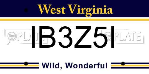 IB3Z5I West Virginia License Plate