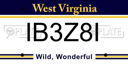 IB3Z8I West Virginia License Plate