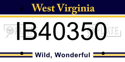 IB40350 West Virginia License Plate