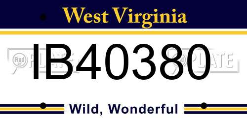 IB40380 West Virginia License Plate