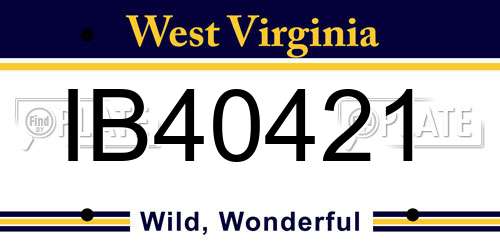 IB40421 West Virginia License Plate
