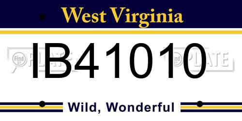 IB41010 West Virginia License Plate