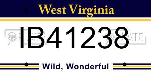 IB41238 West Virginia License Plate