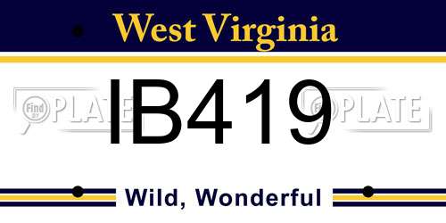 IB419 West Virginia License Plate