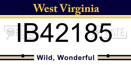 IB42185 West Virginia License Plate