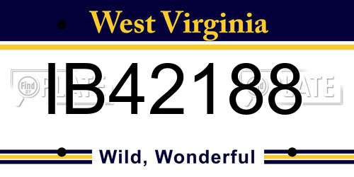 IB42188 West Virginia License Plate