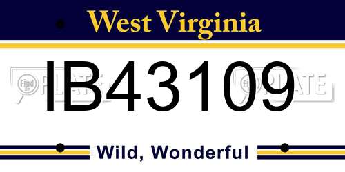 IB43109 West Virginia License Plate