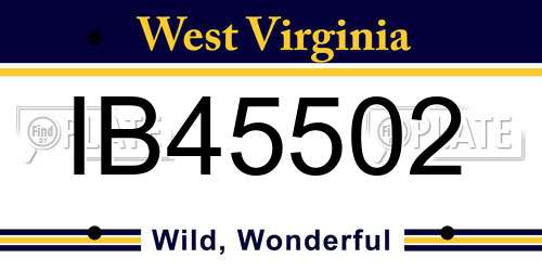IB45502 West Virginia License Plate