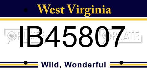 IB45807 West Virginia License Plate