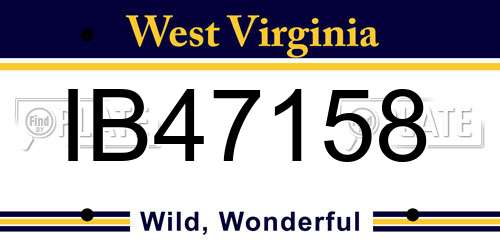 IB47158 West Virginia License Plate