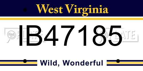 IB47185 West Virginia License Plate