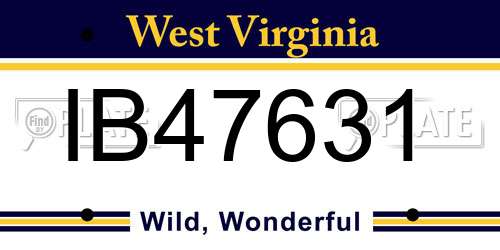 IB47631 West Virginia License Plate