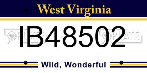 IB48502 West Virginia License Plate