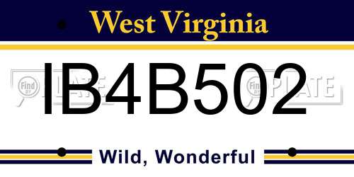 IB4B502 West Virginia License Plate