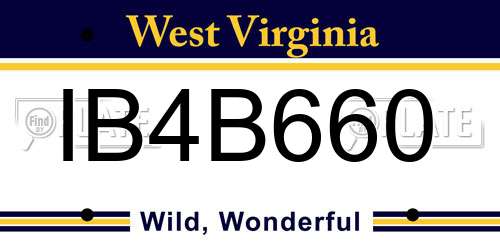 IB4B660 West Virginia License Plate