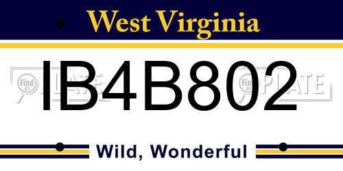 IB4B802 West Virginia License Plate