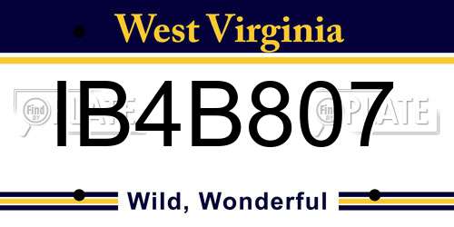 IB4B807 West Virginia License Plate
