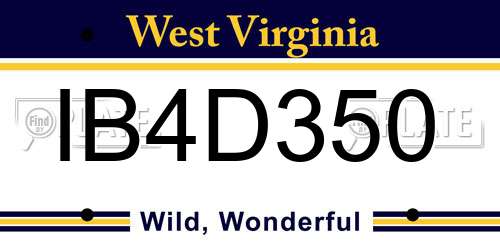 IB4D350 West Virginia License Plate