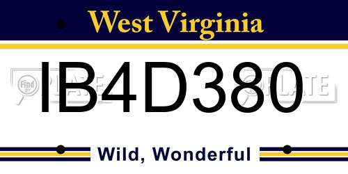 IB4D380 West Virginia License Plate