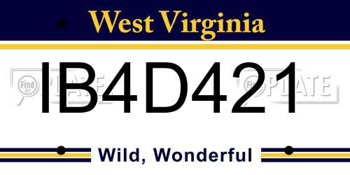 IB4D421 West Virginia License Plate