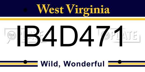 IB4D471 West Virginia License Plate