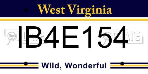 IB4E154 West Virginia License Plate