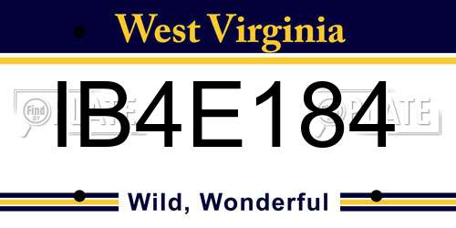 IB4E184 West Virginia License Plate