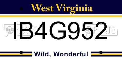 IB4G952 West Virginia License Plate