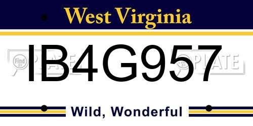 IB4G957 West Virginia License Plate