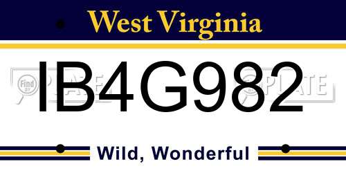 IB4G982 West Virginia License Plate